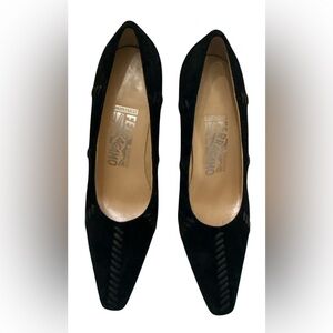 Salvatore Ferragamo Black patchwrk suede Classic Design  7